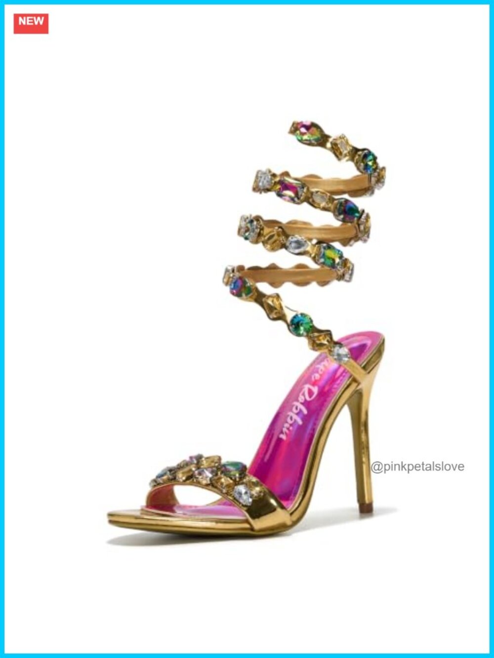 Rhinestone Spiral Ankle Wrap Stiletto Heels Open Toe Patent PU Sandals